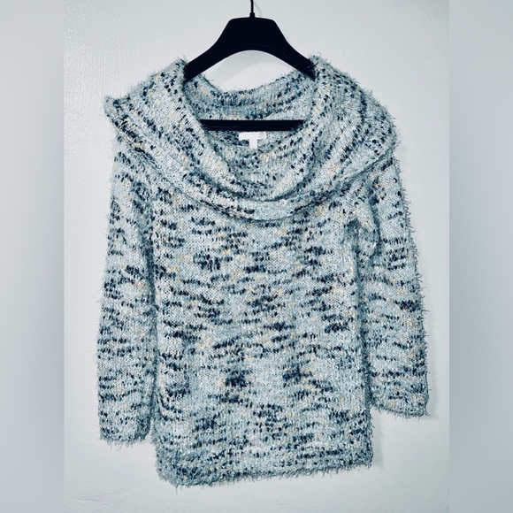 LC Lauren Conrad Sweaters - LC Lauren Conrad Fuzzy Cowl Neck Sweater Blue Speckled Size L
